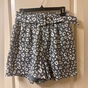 NWT Blue-Gray Leopard High Rise Shorts